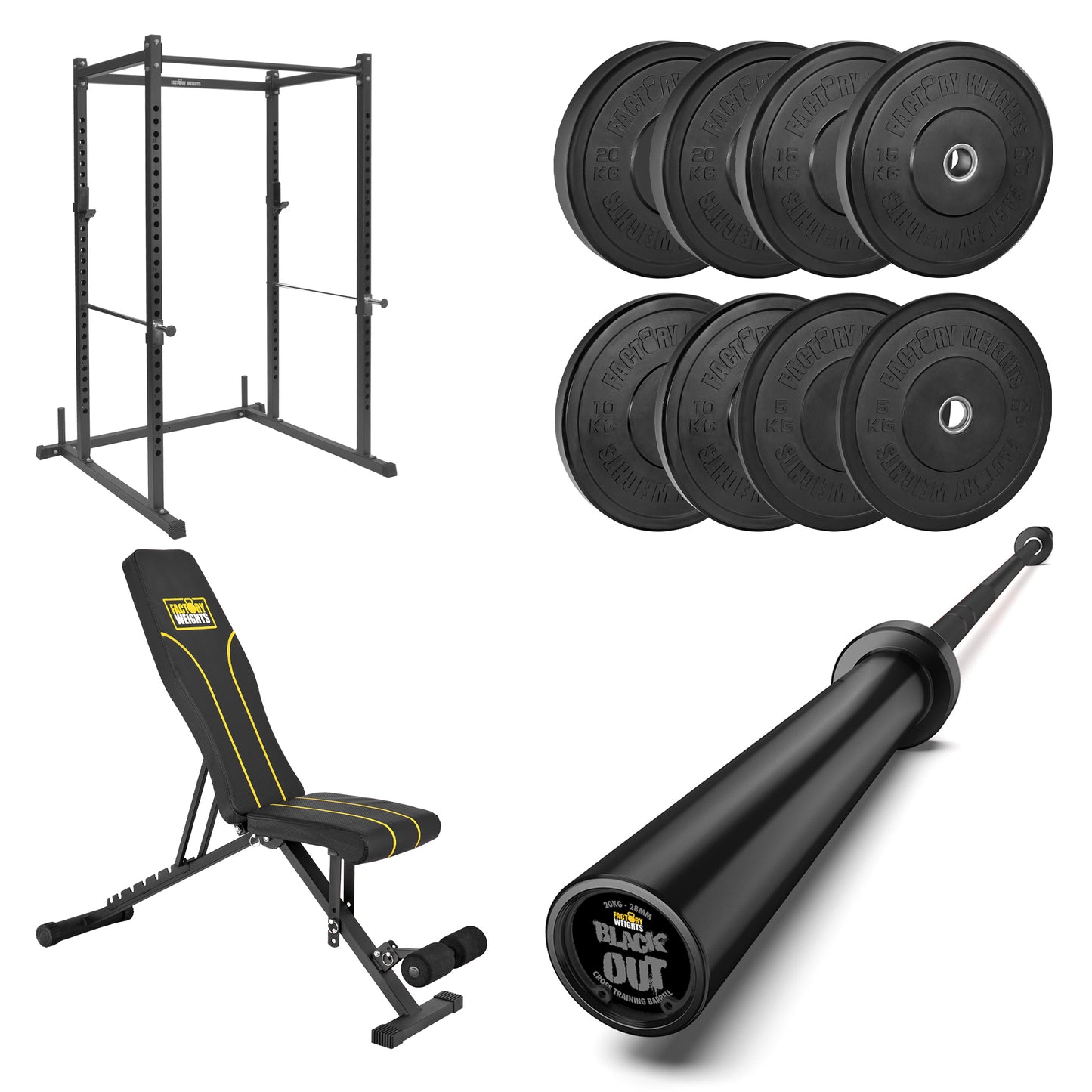 FW1 Power Rack Black Plate Bumper Bundle
