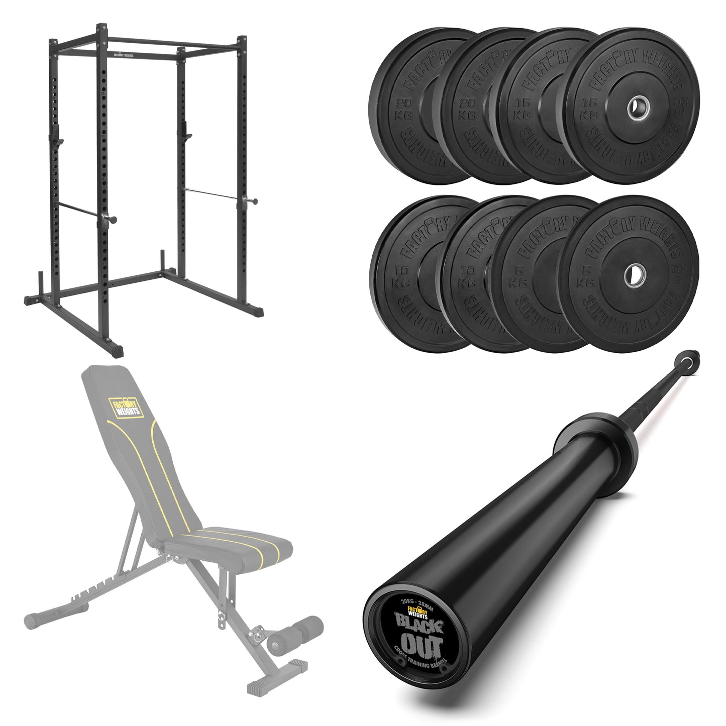 FW1 Power Rack Black Plate Bumper Bundle