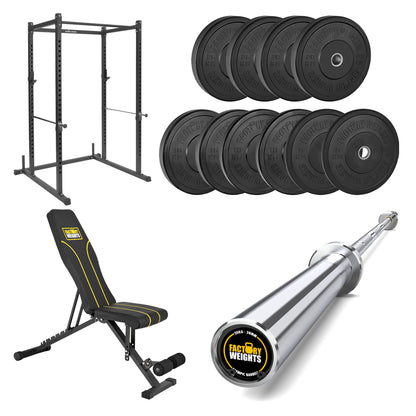 FW1 Power Rack Black Plate Bumper Bundle