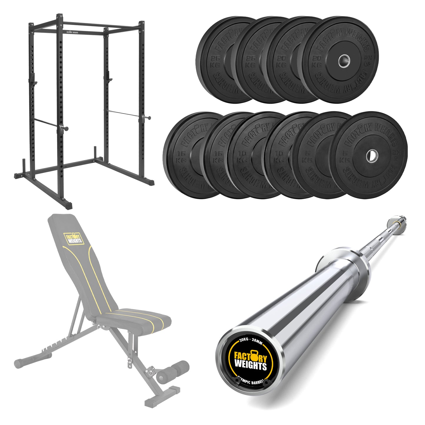 FW1 Power Rack Black Plate Bumper Bundle