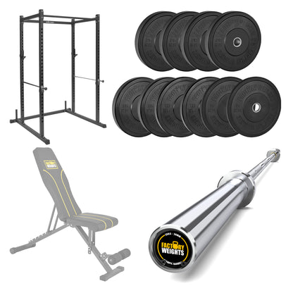 FW1 Power Rack Black Plate Bumper Bundle
