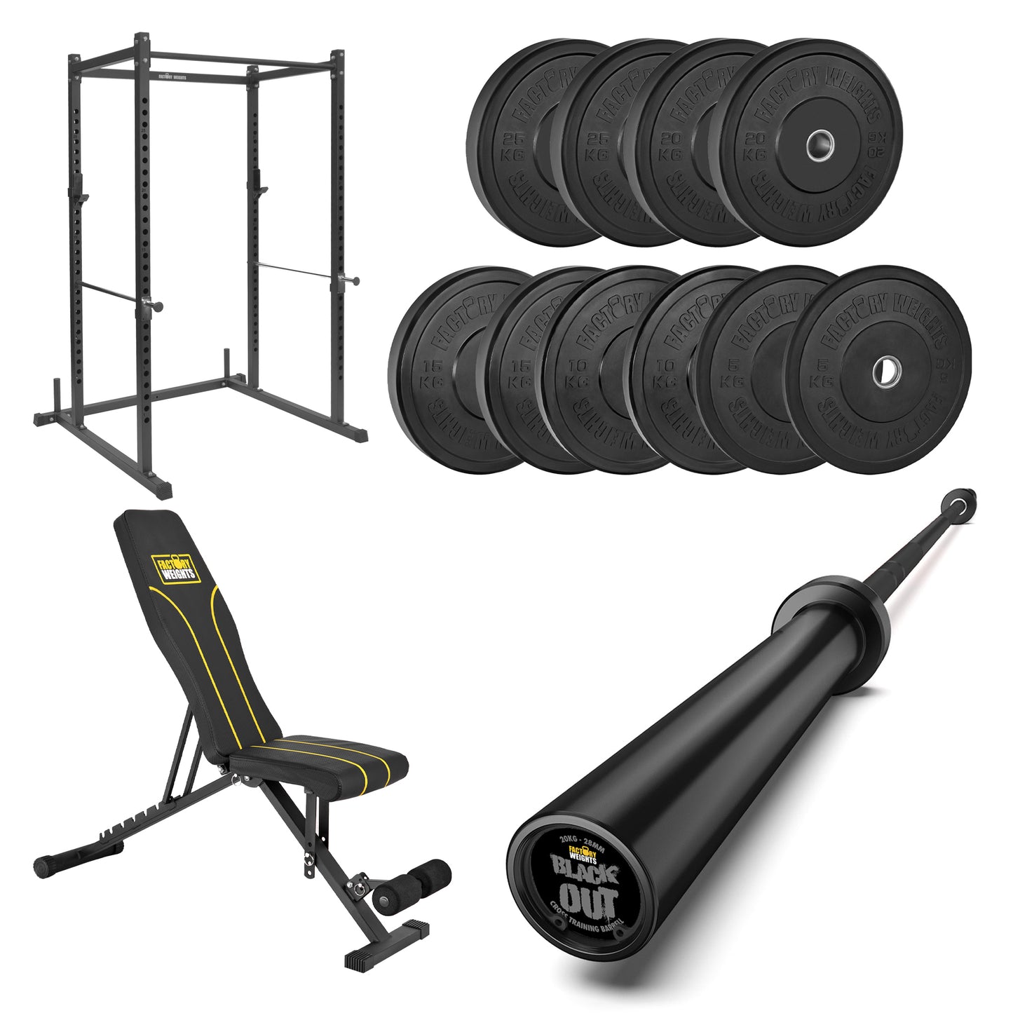 FW1 Power Rack Black Plate Bumper Bundle