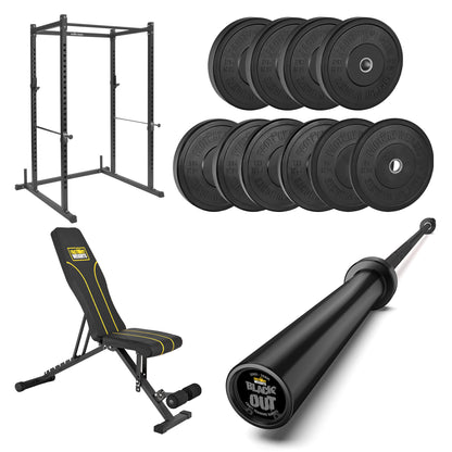 FW1 Power Rack Black Plate Bumper Bundle