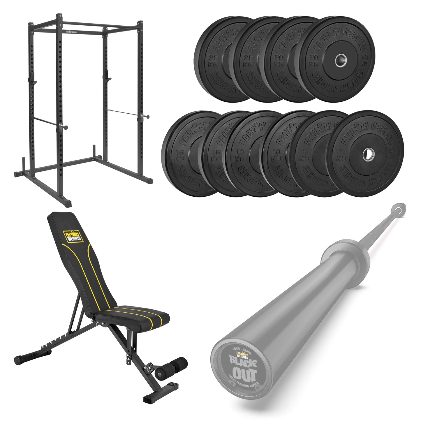 FW1 Power Rack Black Plate Bumper Bundle