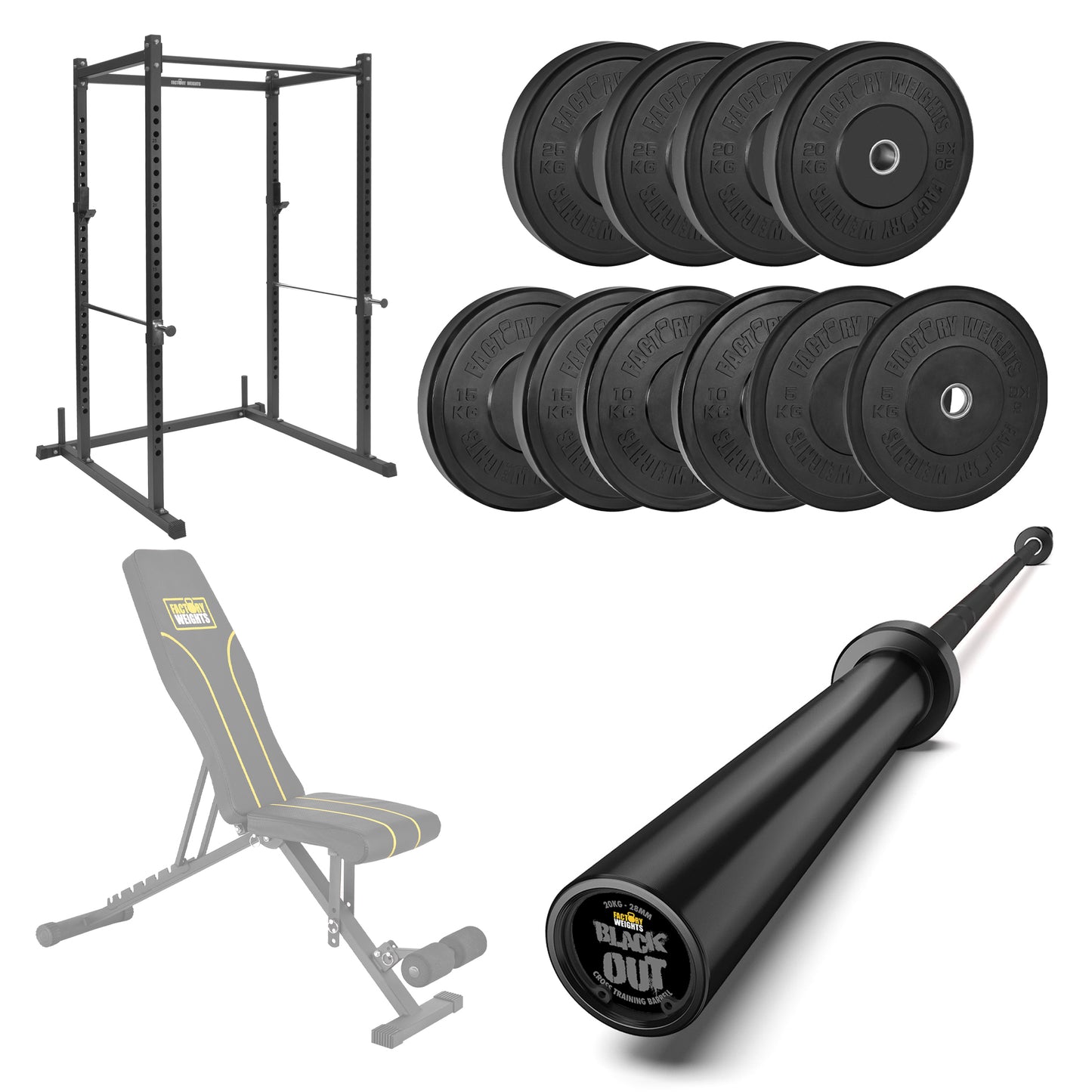 FW1 Power Rack Black Plate Bumper Bundle