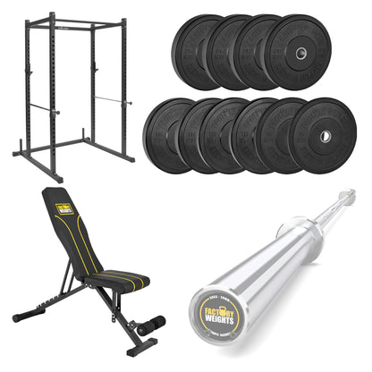 FW1 Power Rack Black Plate Bumper Bundle