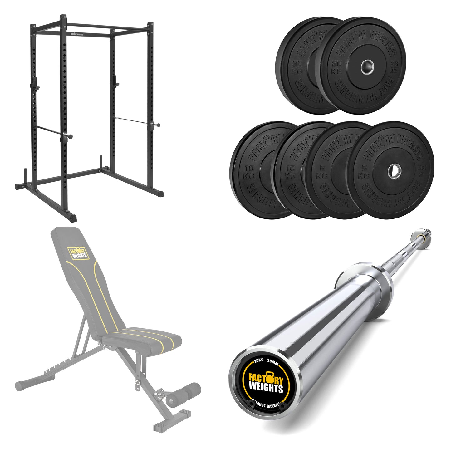 FW1 Power Rack Black Plate Bumper Bundle