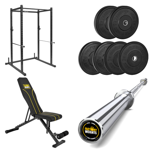 FW1 Power Rack Black Plate Bumper Bundle