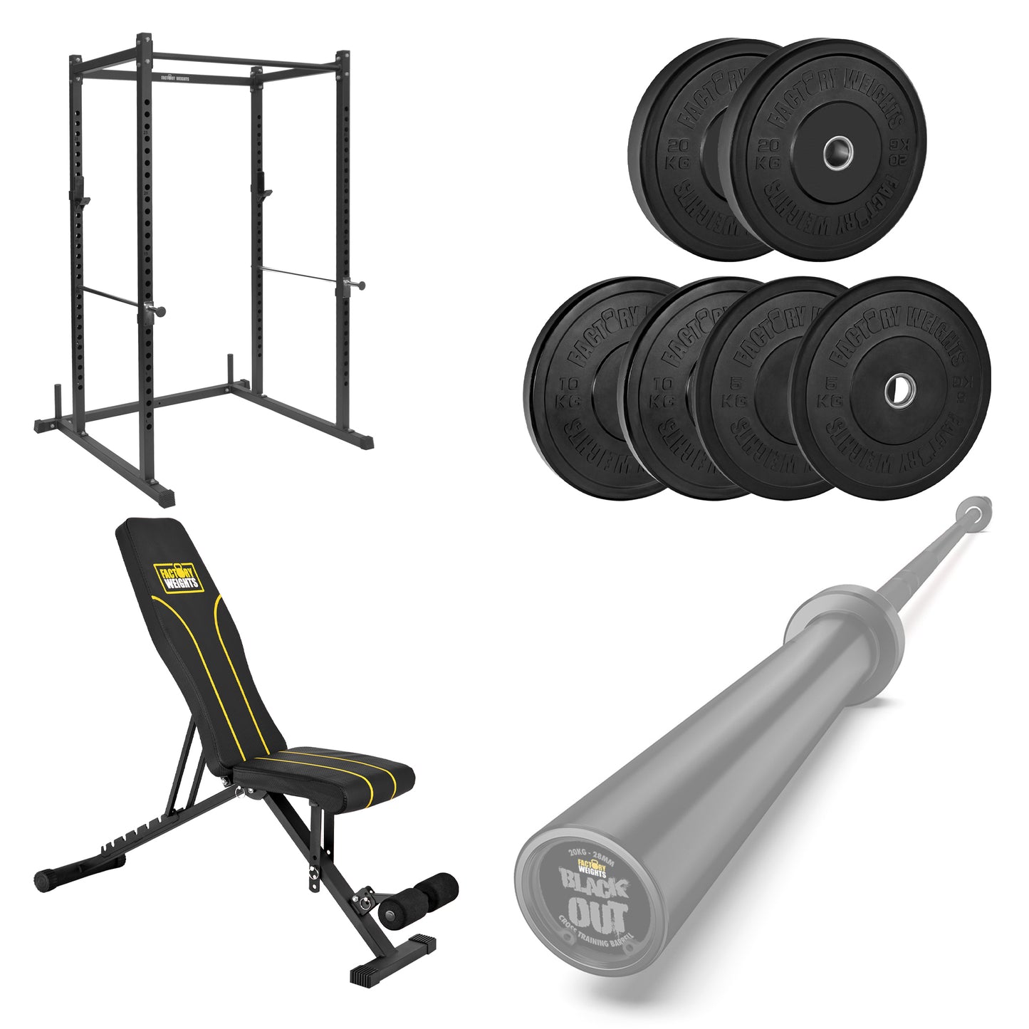 FW1 Power Rack Black Plate Bumper Bundle