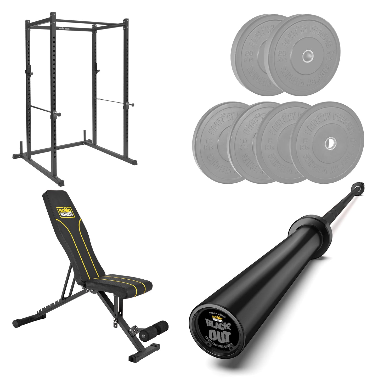 FW1 Power Rack Black Plate Bumper Bundle