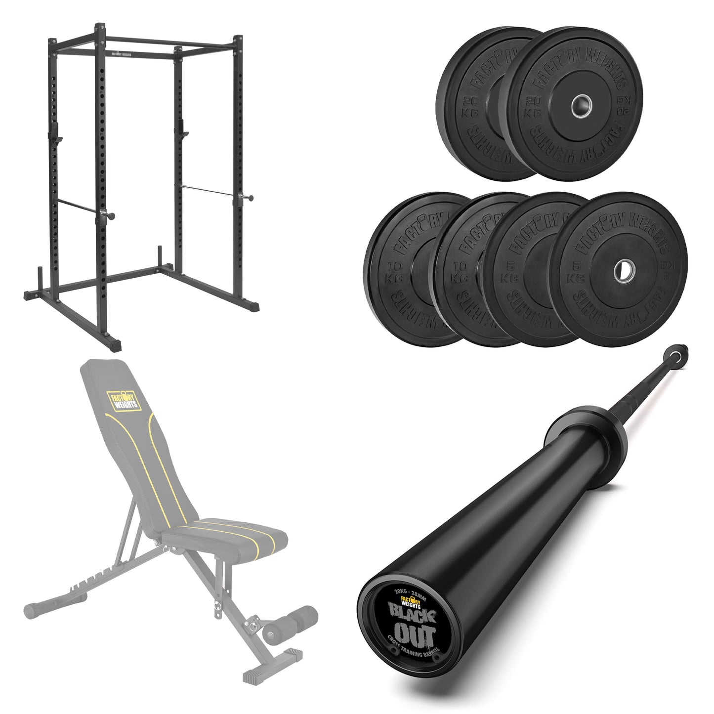 FW1 Power Rack Black Plate Bumper Bundle
