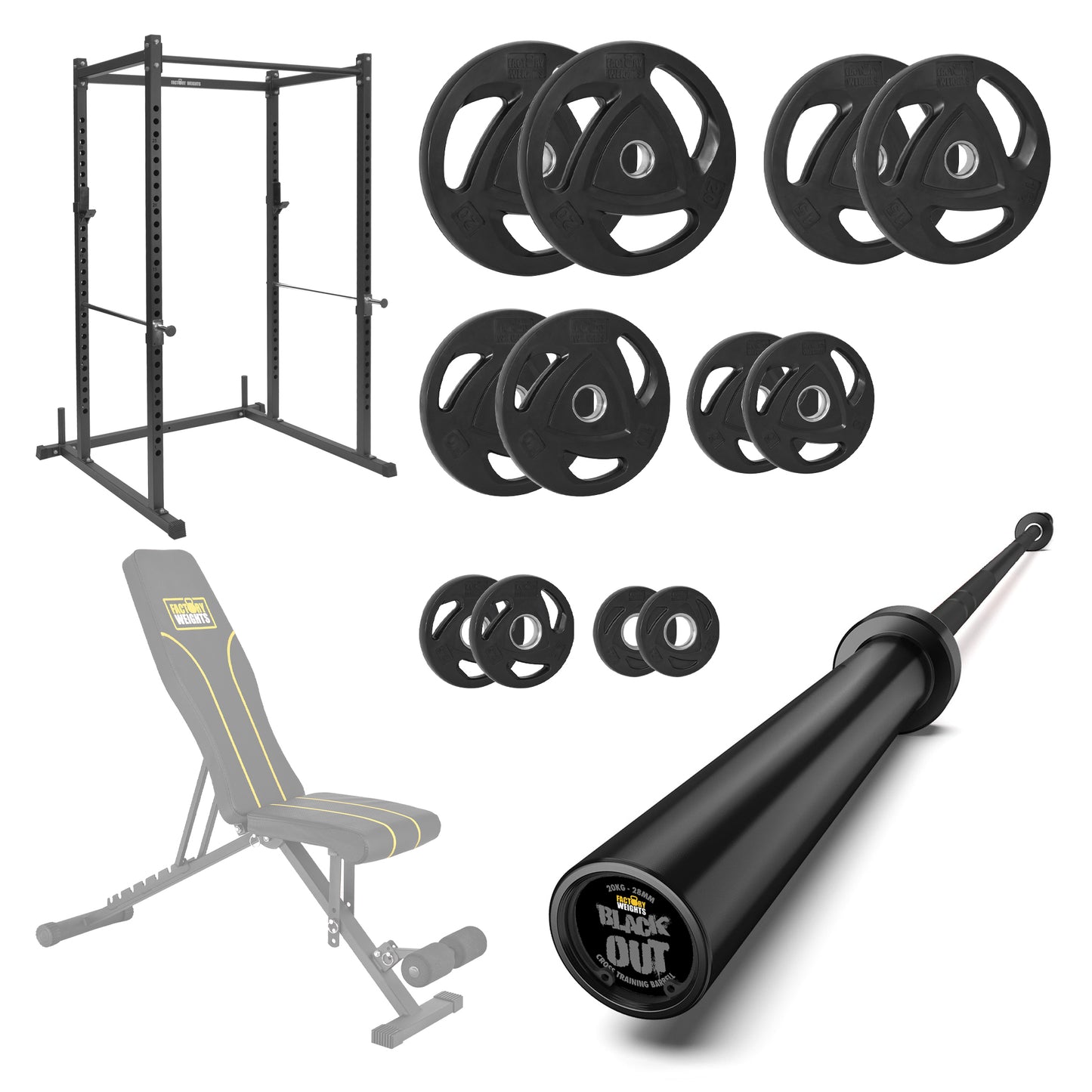 FW1 Power Rack Bundle Rubber Coated Plates