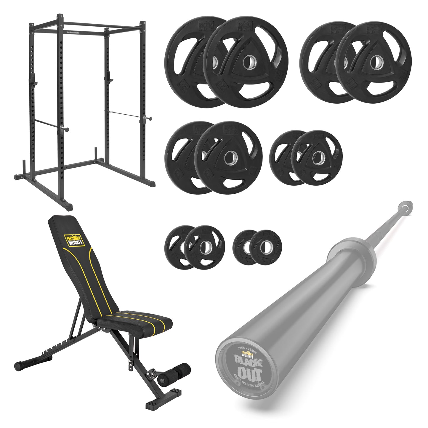 FW1 Power Rack Bundle Rubber Coated Plates