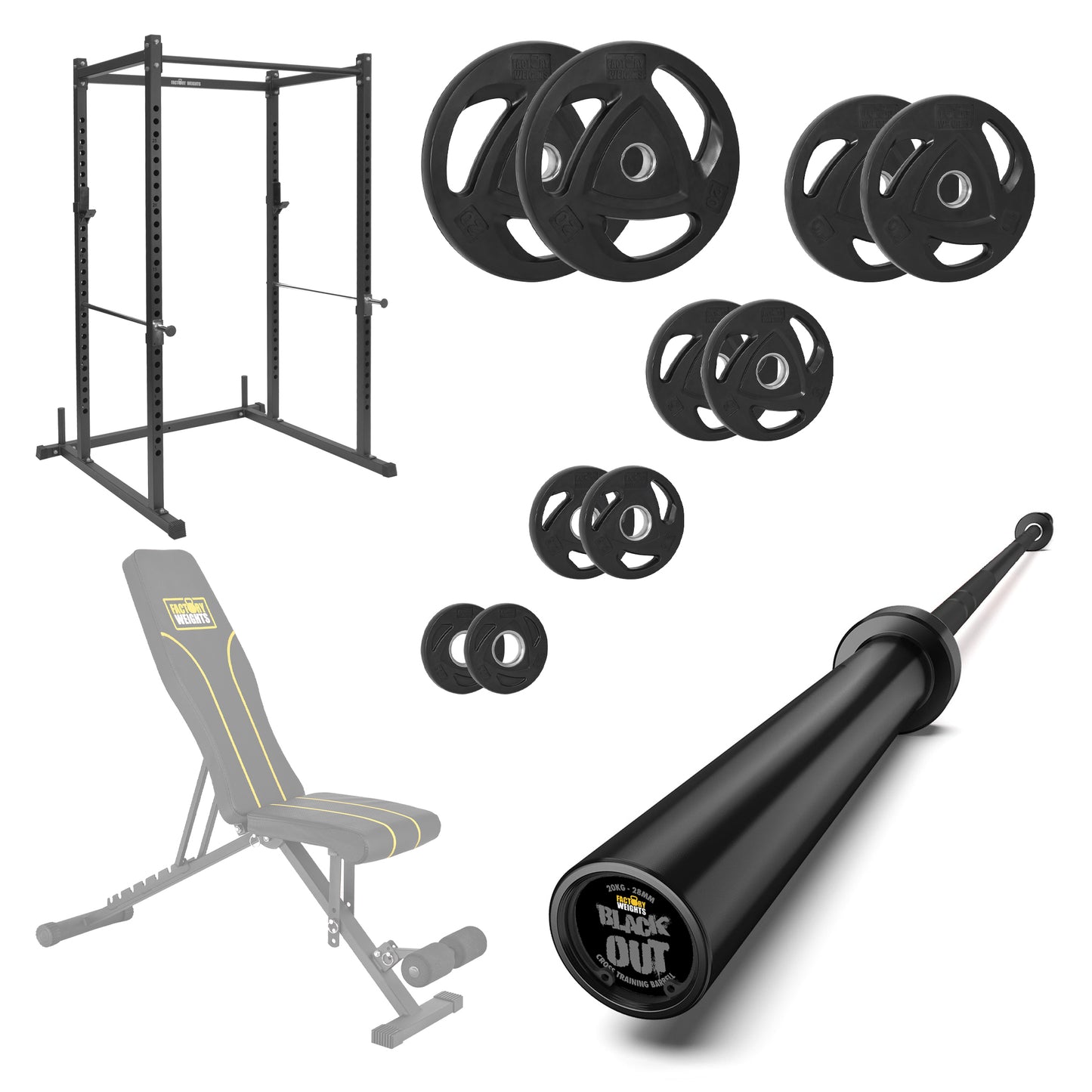 FW1 Power Rack Bundle Rubber Coated Plates
