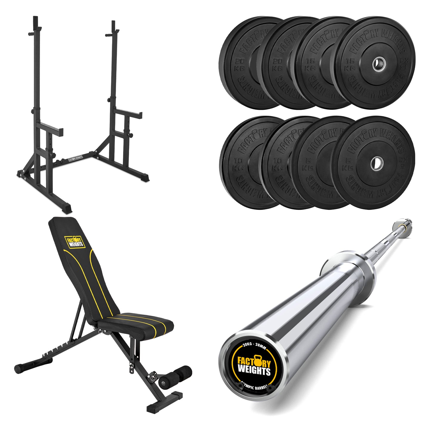 FW1 Squat Rack Black Bumper Bundle