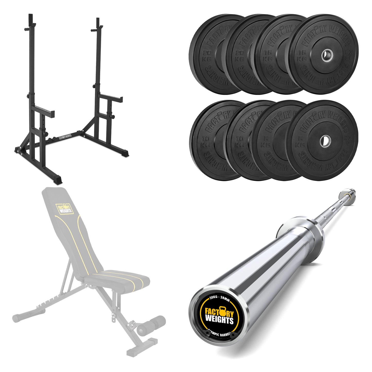 FW1 Squat Rack Black Bumper Bundle