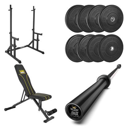 FW1 Squat Rack Black Bumper Bundle