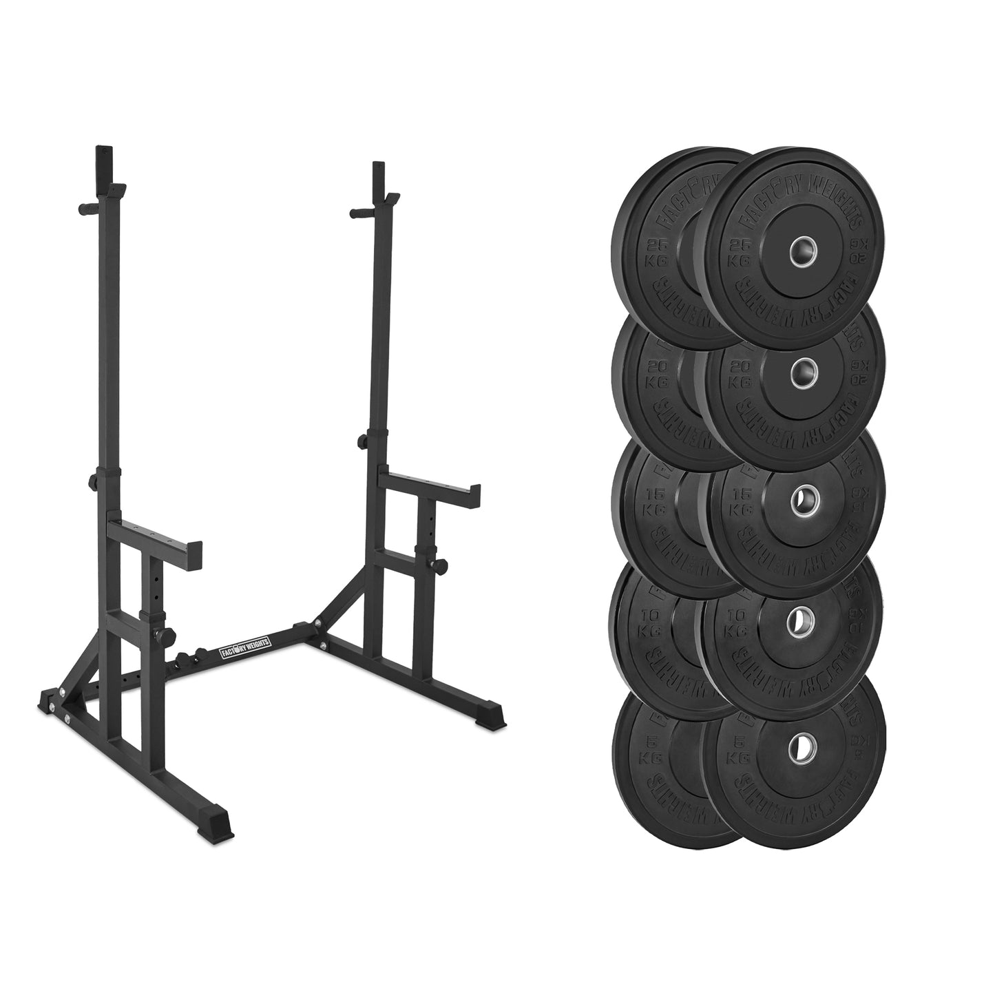 FW1 Squat Rack Black Bumper Bundle