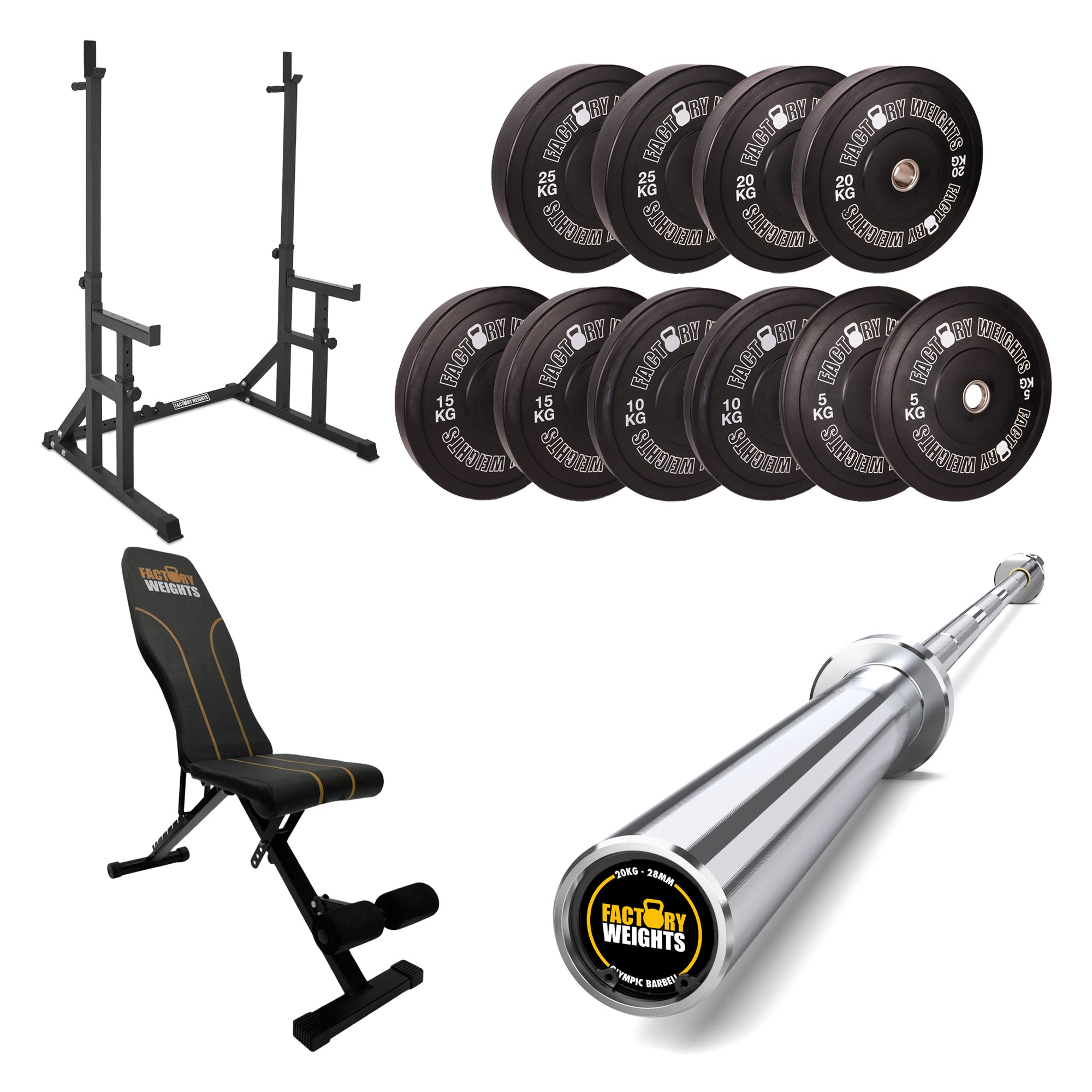 FW1 Squat Rack Black Bumper Bundle