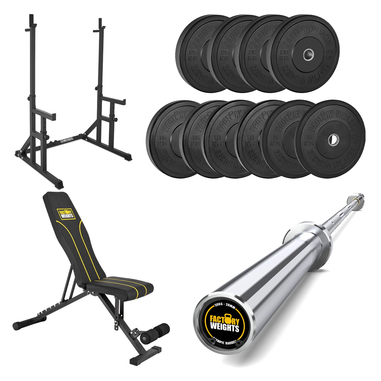 FW1 Squat Rack Black Bumper Bundle