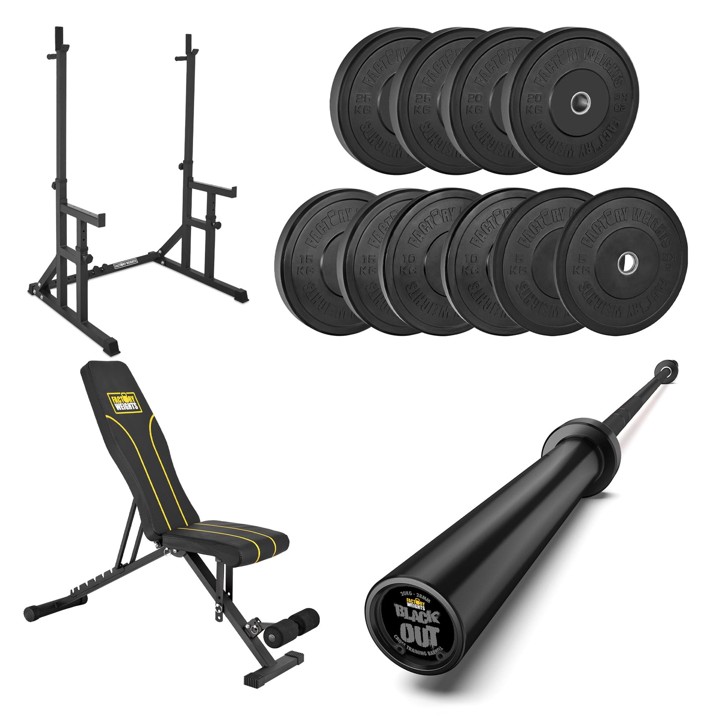 FW1 Squat Rack Black Bumper Bundle