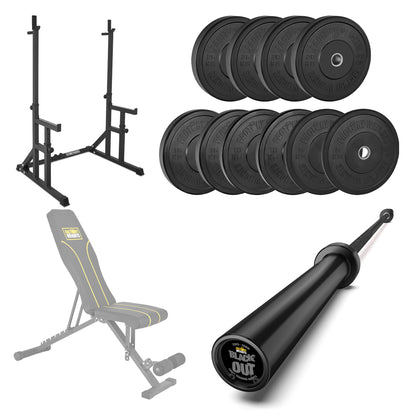 FW1 Squat Rack Black Bumper Bundle