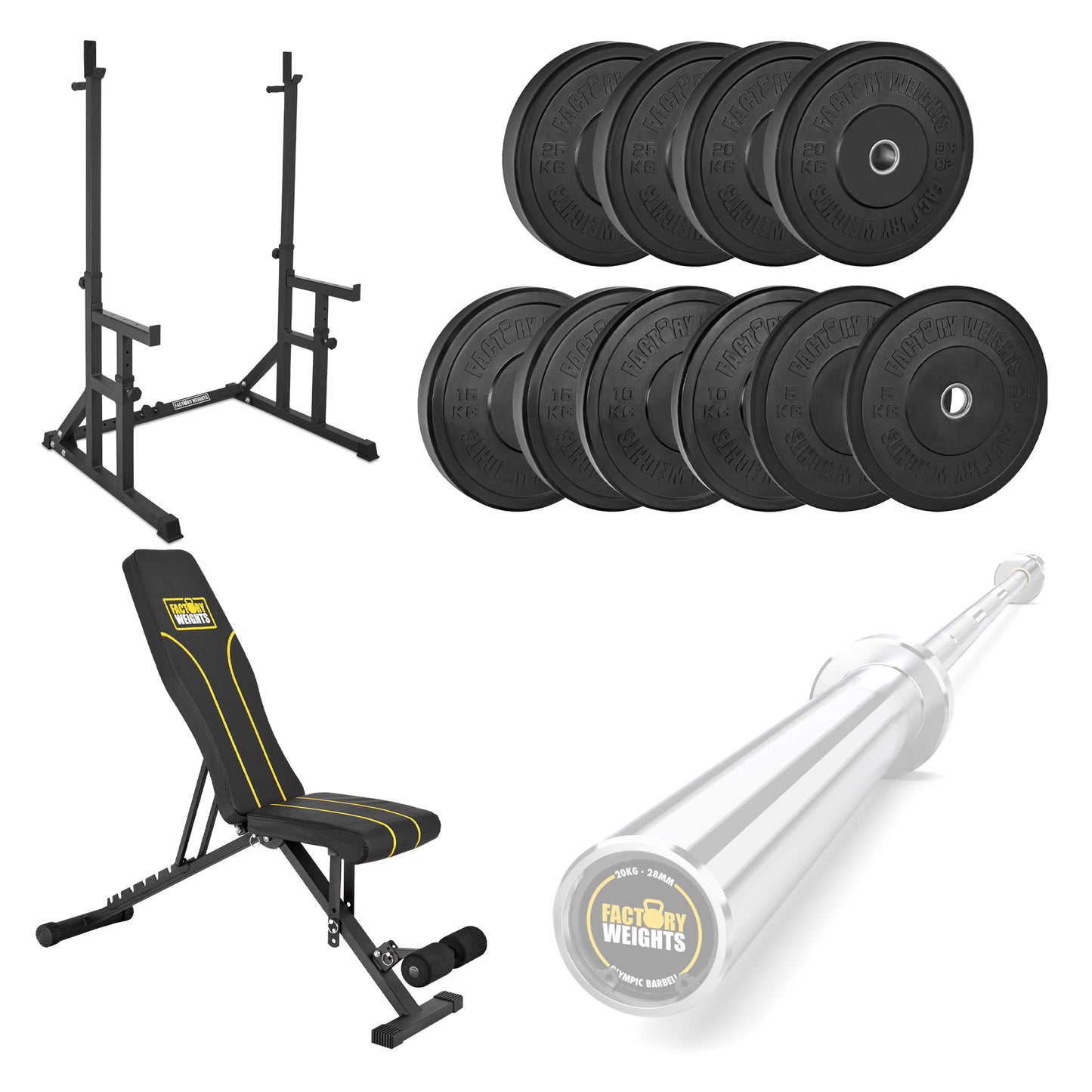 FW1 Squat Rack Black Bumper Bundle