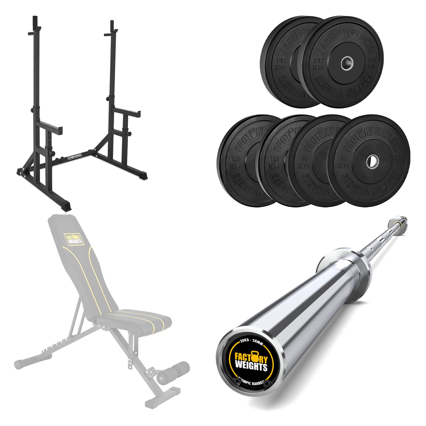 FW1 Squat Rack Black Bumper Bundle