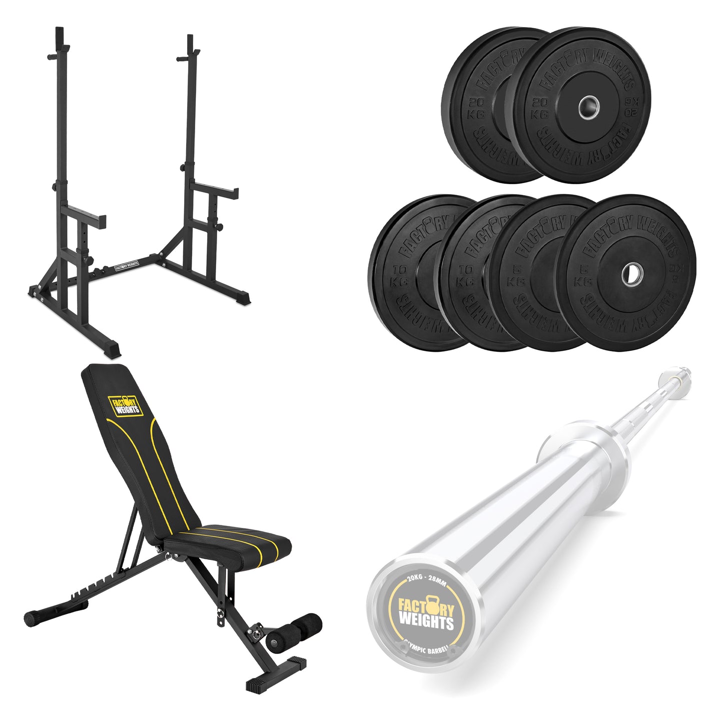 FW1 Squat Rack Black Bumper Bundle