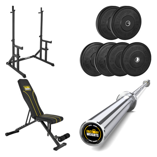 FW1 Squat Rack Black Bumper Bundle