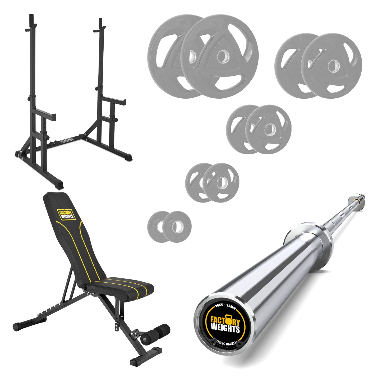 FW1 Squat Rack Rubber Plates Bundle