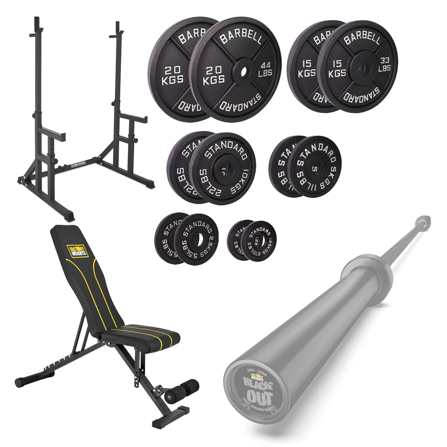 FW1 Squat Rack Cast Iron Bundle