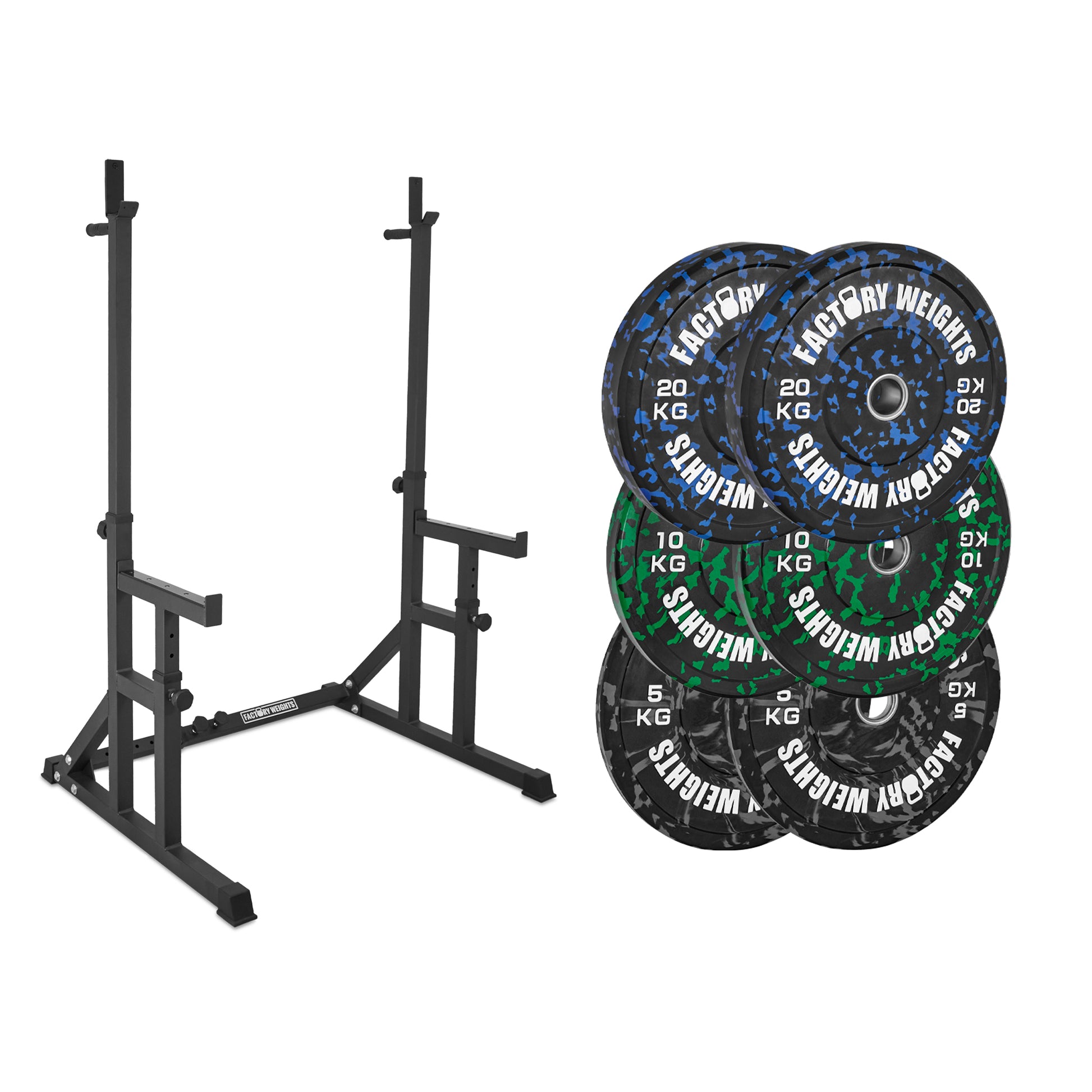 FW1 Squat Rack Fleck Bumper Bundle 70kg No No