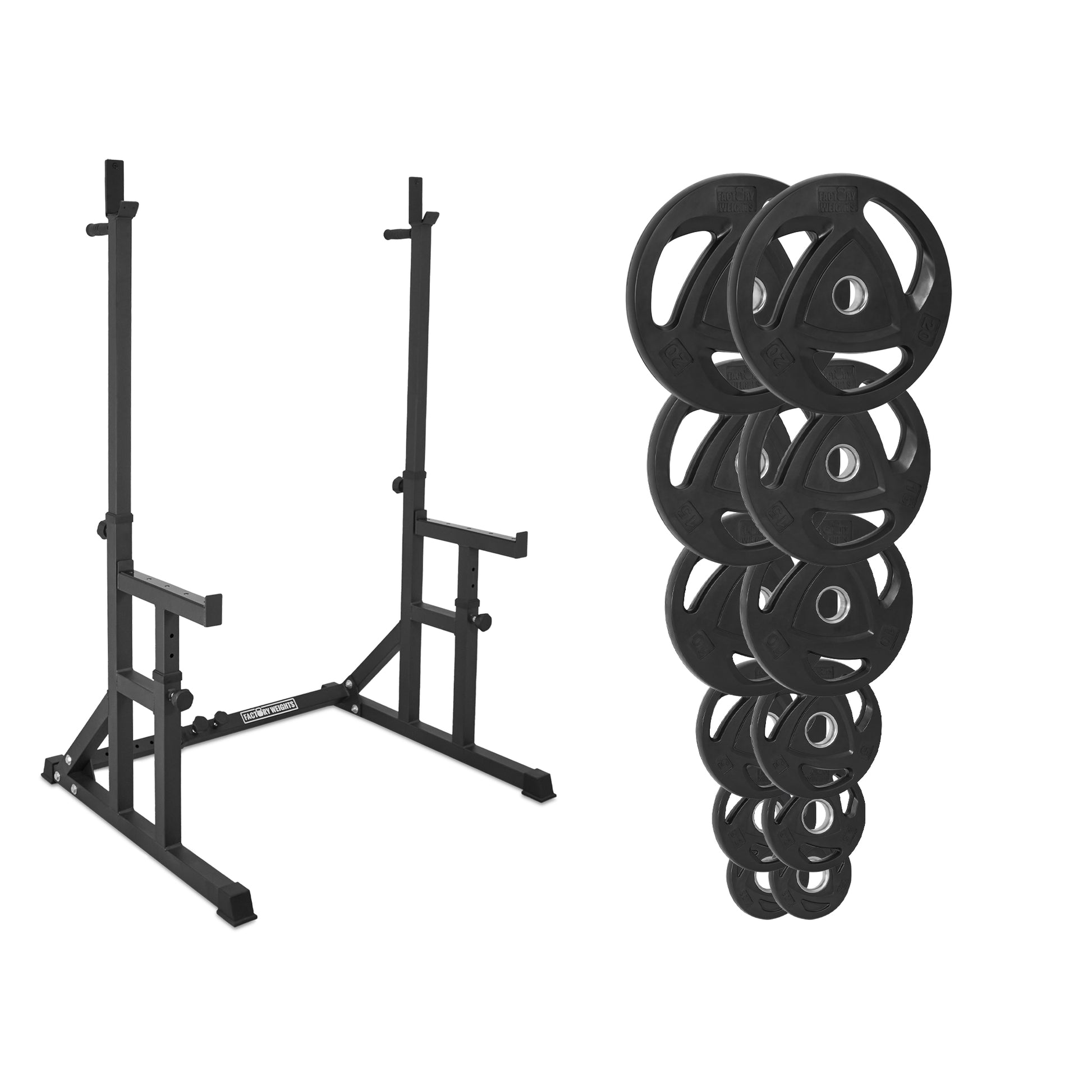 FW1 Squat Rack Rubber Plates Bundle 107.5kg No No