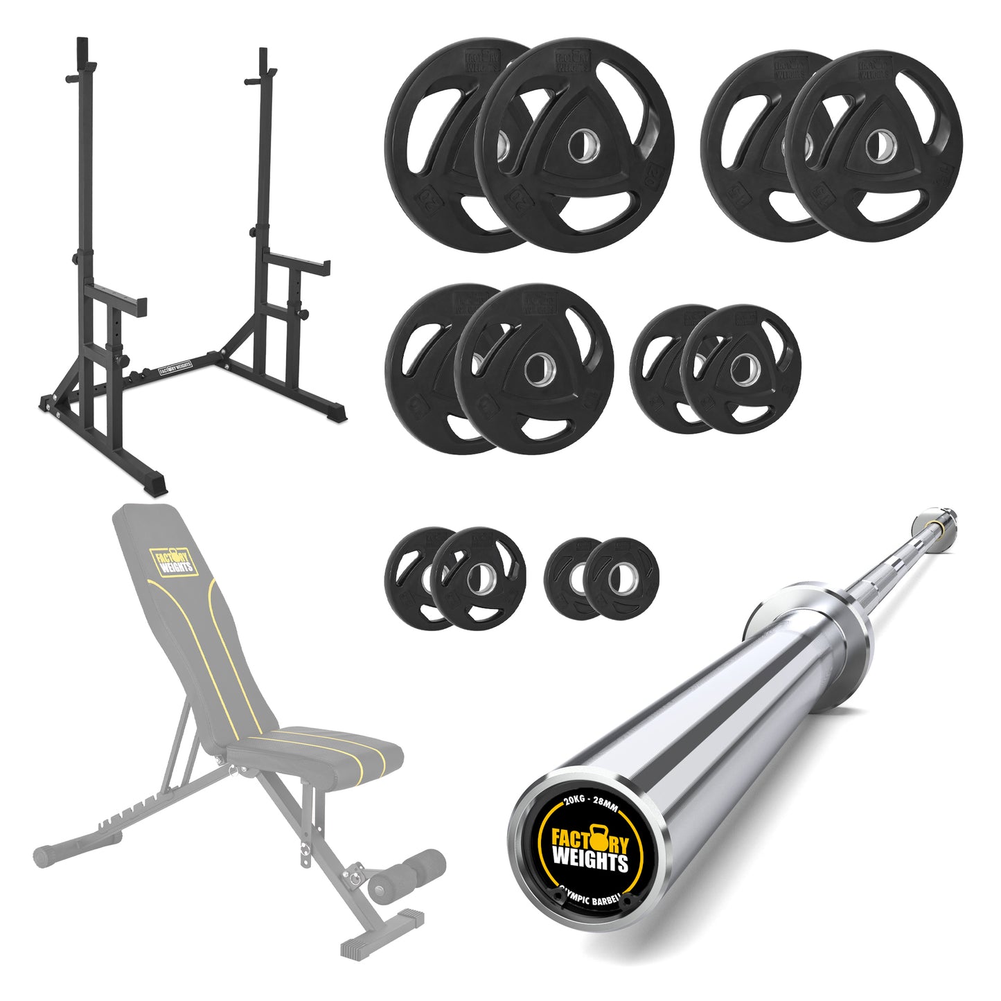 FW1 Squat Rack Rubber Plates Bundle