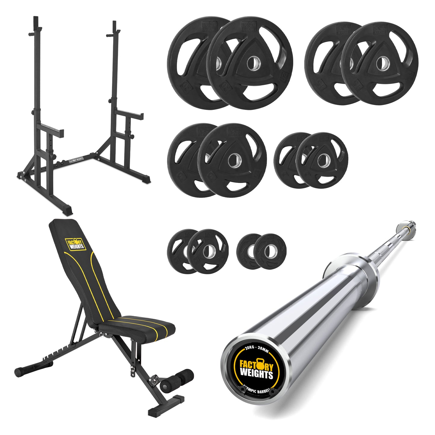 FW1 Squat Rack Rubber Plates Bundle