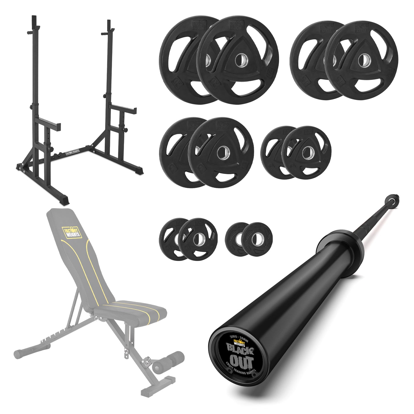 FW1 Squat Rack Rubber Plates Bundle