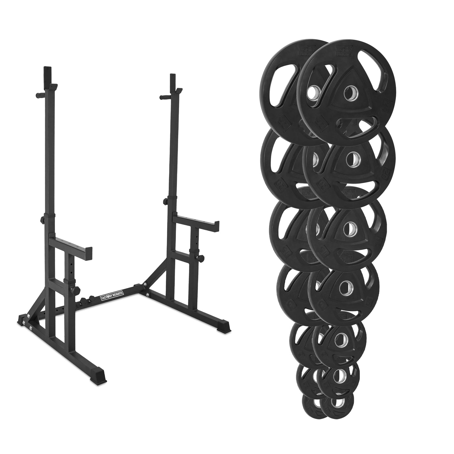 FW1 Squat Rack Rubber Plates Bundle 157.5kg No No