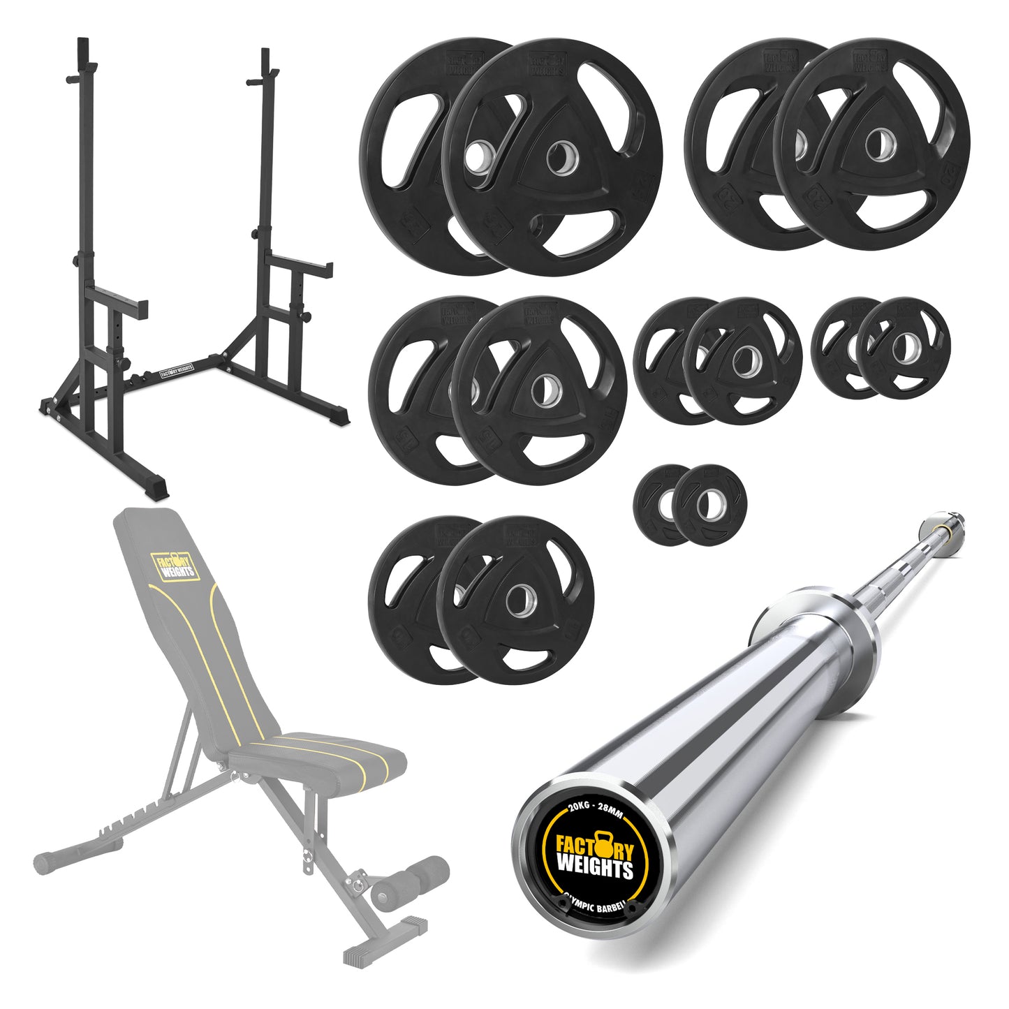 FW1 Squat Rack Rubber Plates Bundle