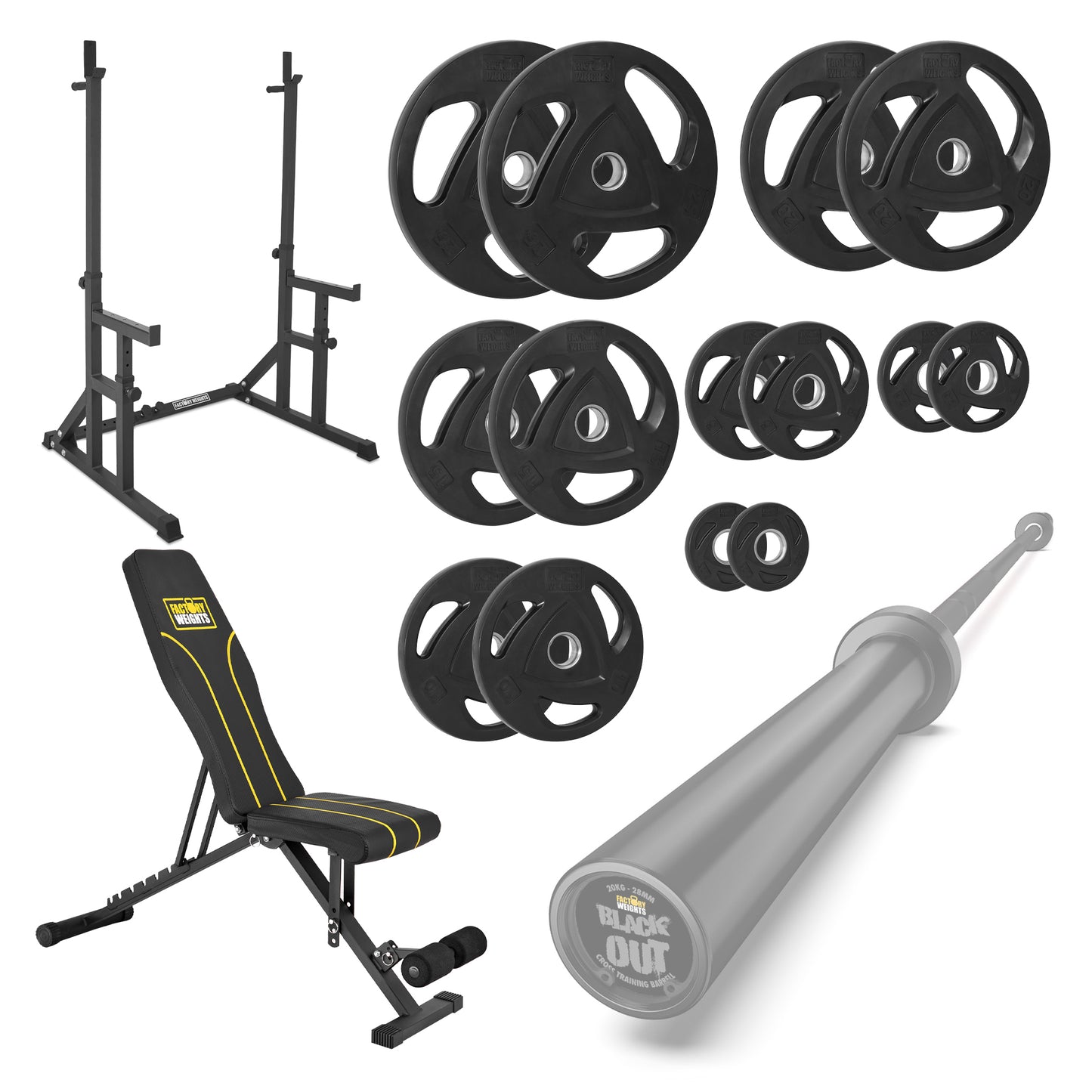 FW1 Squat Rack Rubber Plates Bundle