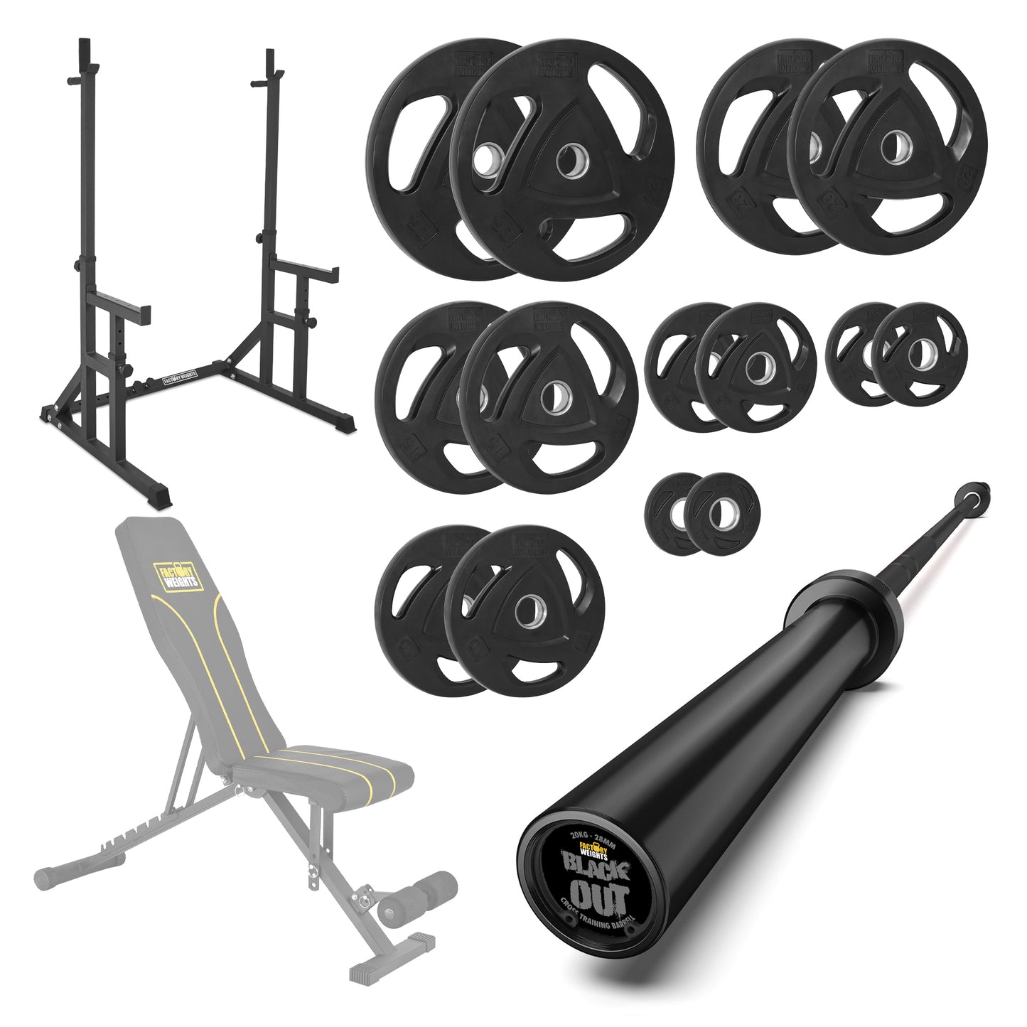FW1 Squat Rack Rubber Plates Bundle