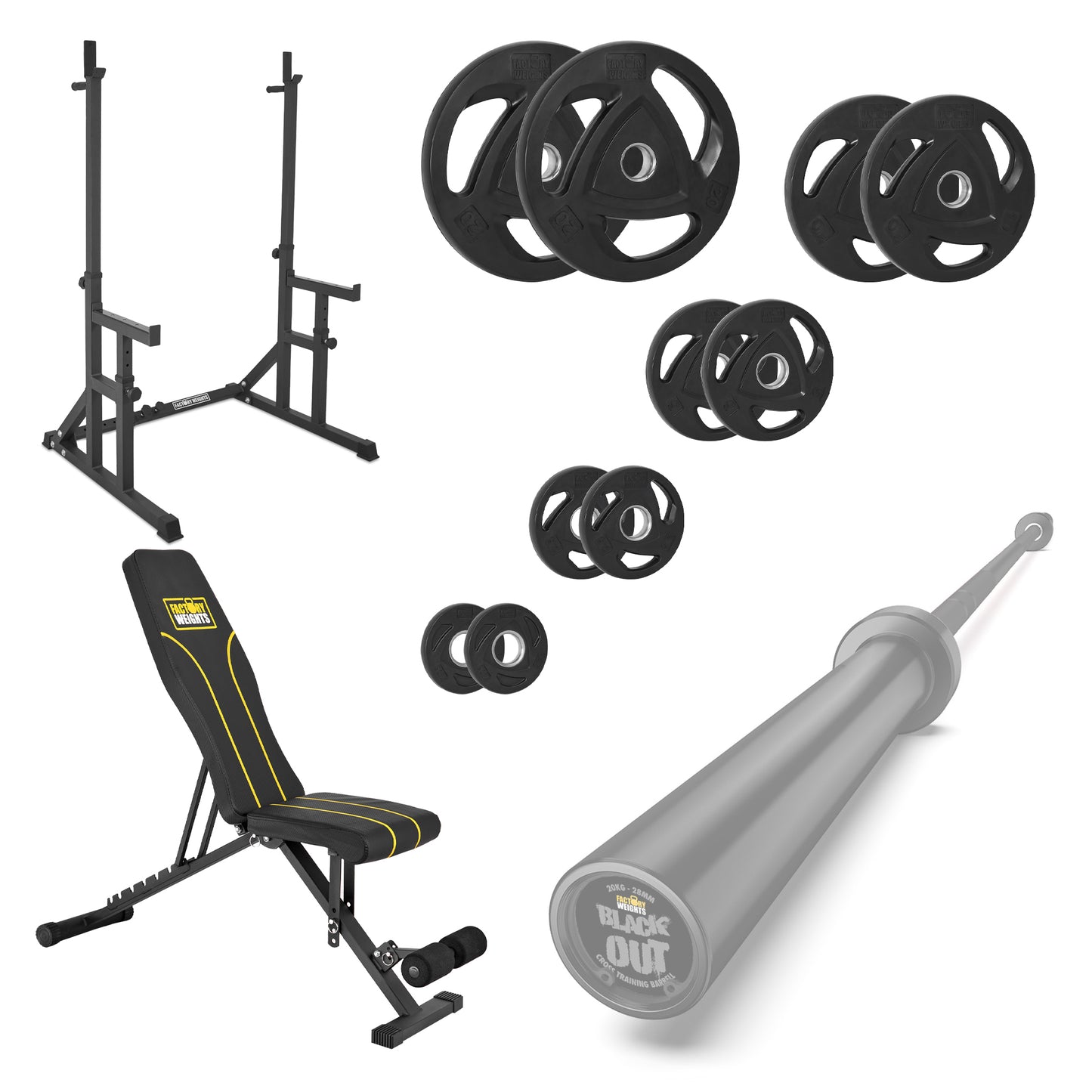 FW1 Squat Rack Rubber Plates Bundle