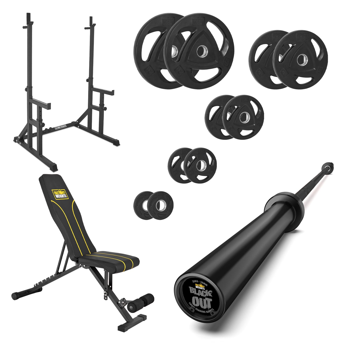 FW1 Squat Rack Rubber Plates Bundle