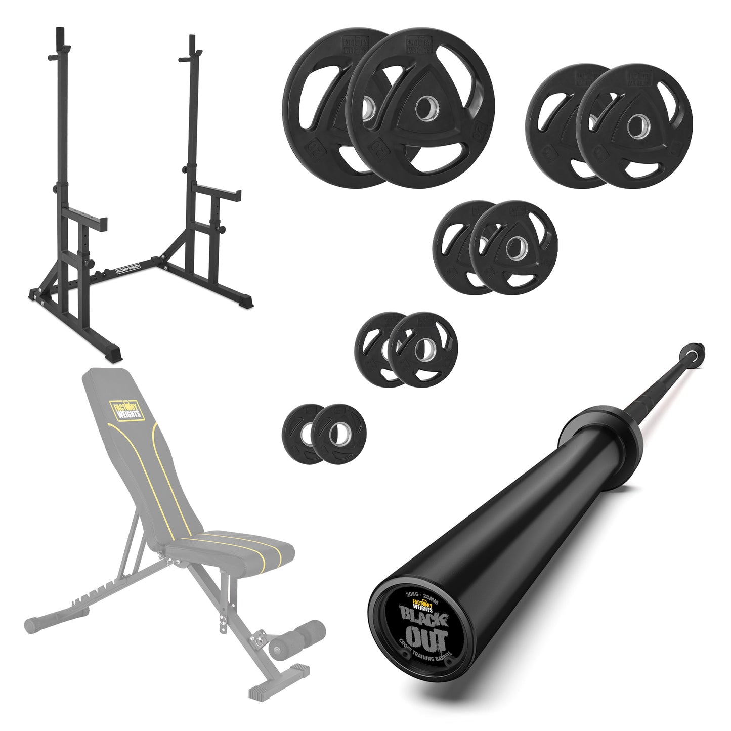 FW1 Squat Rack Rubber Plates Bundle