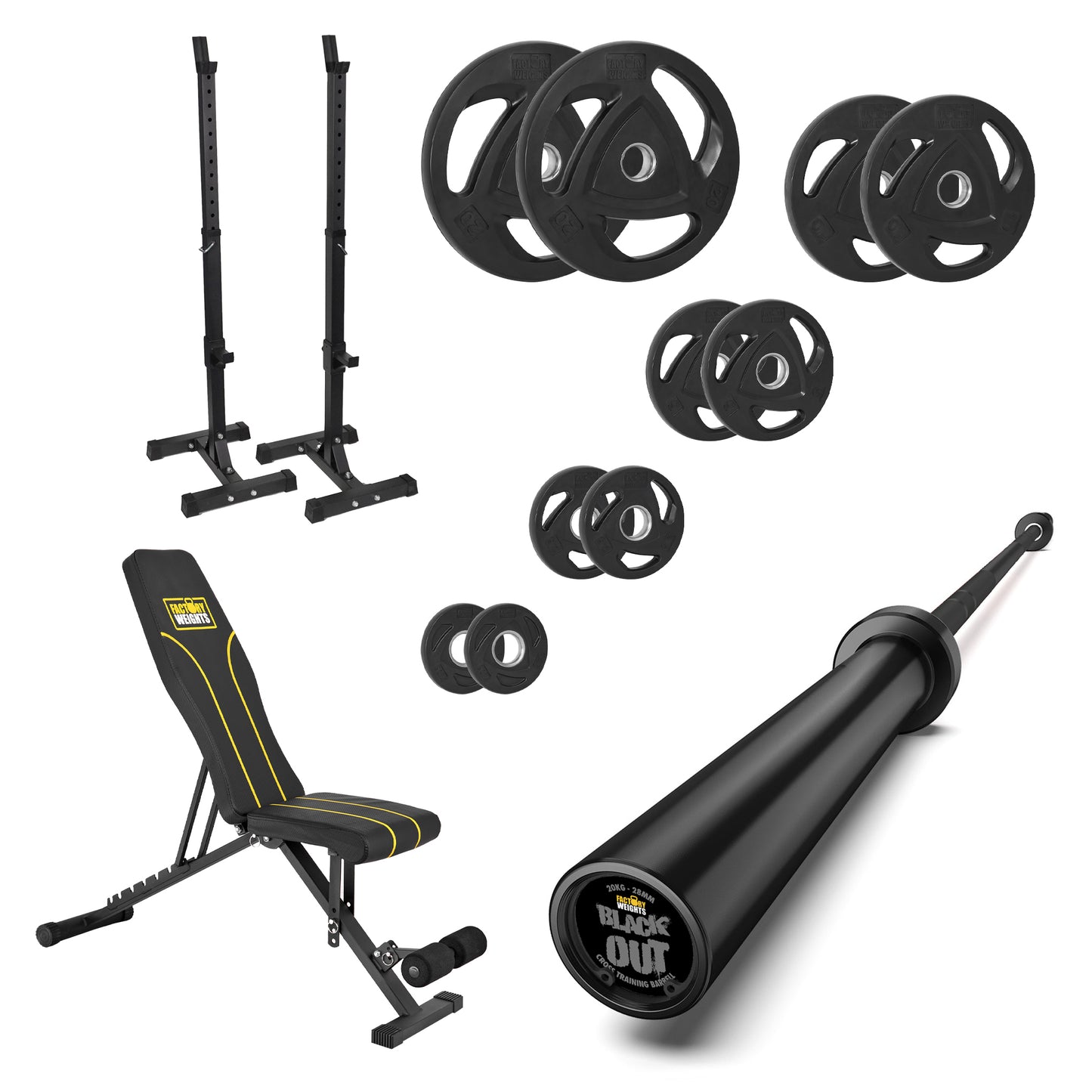FW1 Squat Stands Rubber Plate Bundle