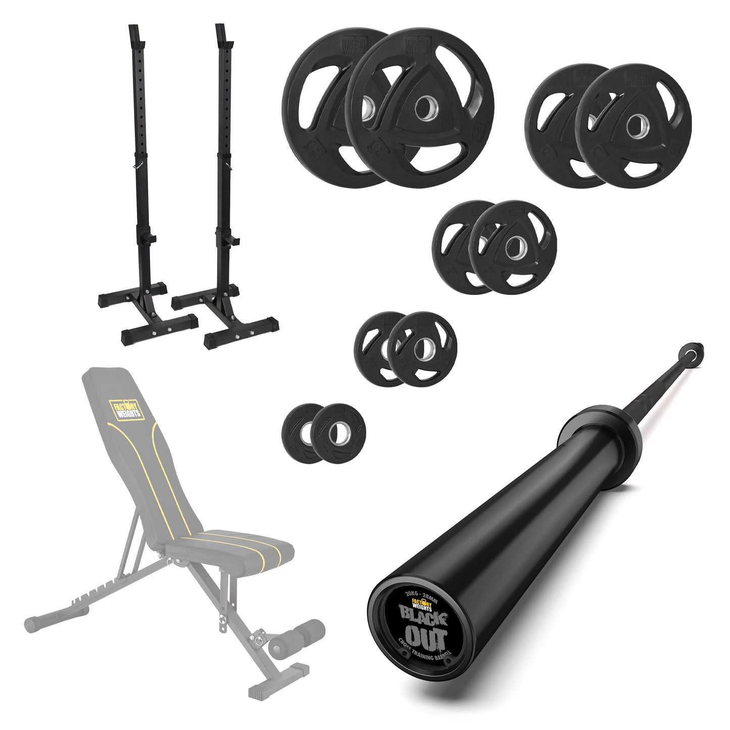 FW1 Squat Stands Rubber Plate Bundle