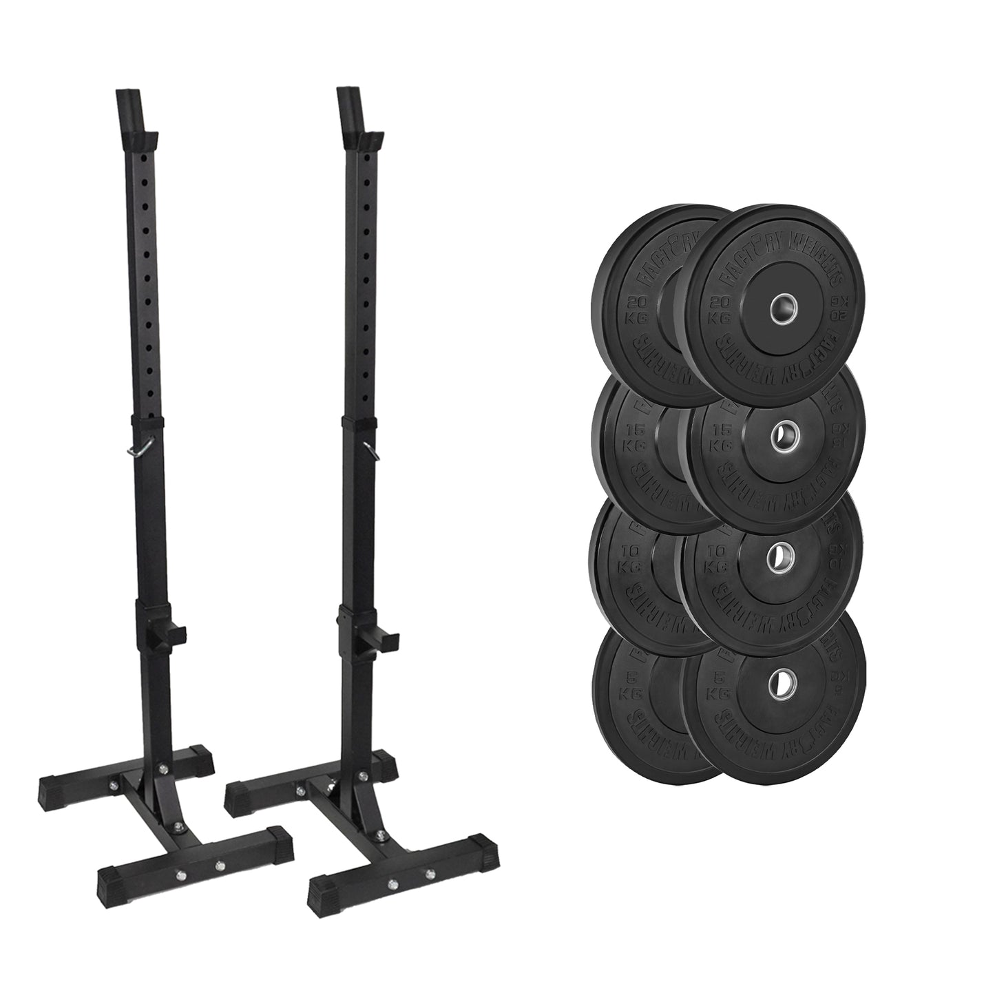 FW1 Squat Stands Black Bumper Bundle 100kg No No