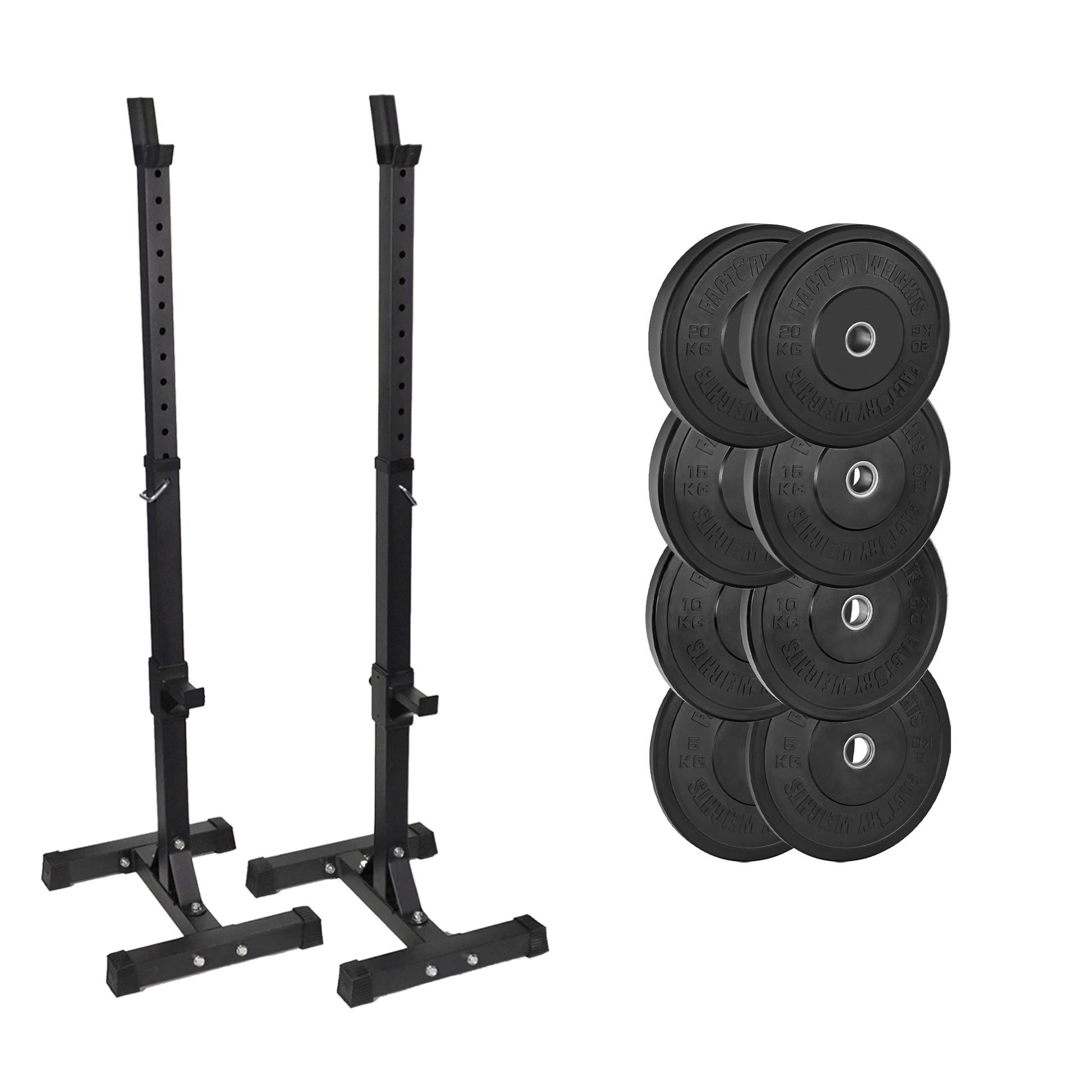 FW1 Squat Stands Black Bumper Bundle 100kg No No