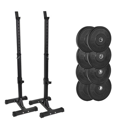 FW1 Squat Stands Black Bumper Bundle 100kg No No