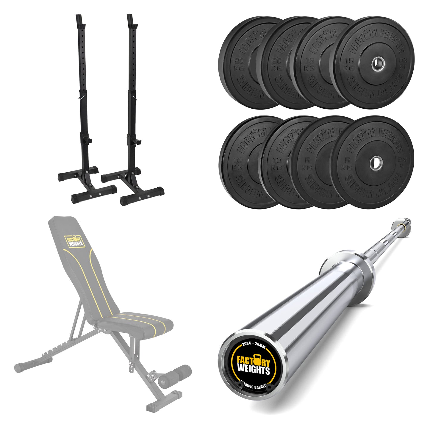 FW1 Squat Stands Black Bumper Bundle